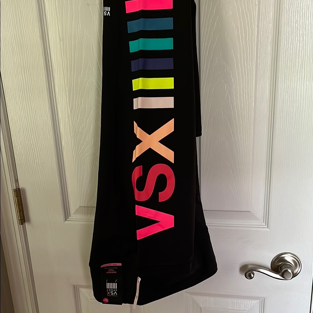 VSX Black Leggings with Multicolor Stripes